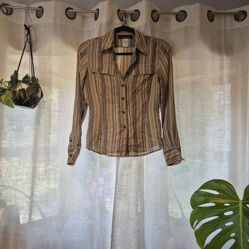 Silk Striped Button-Up Shirt